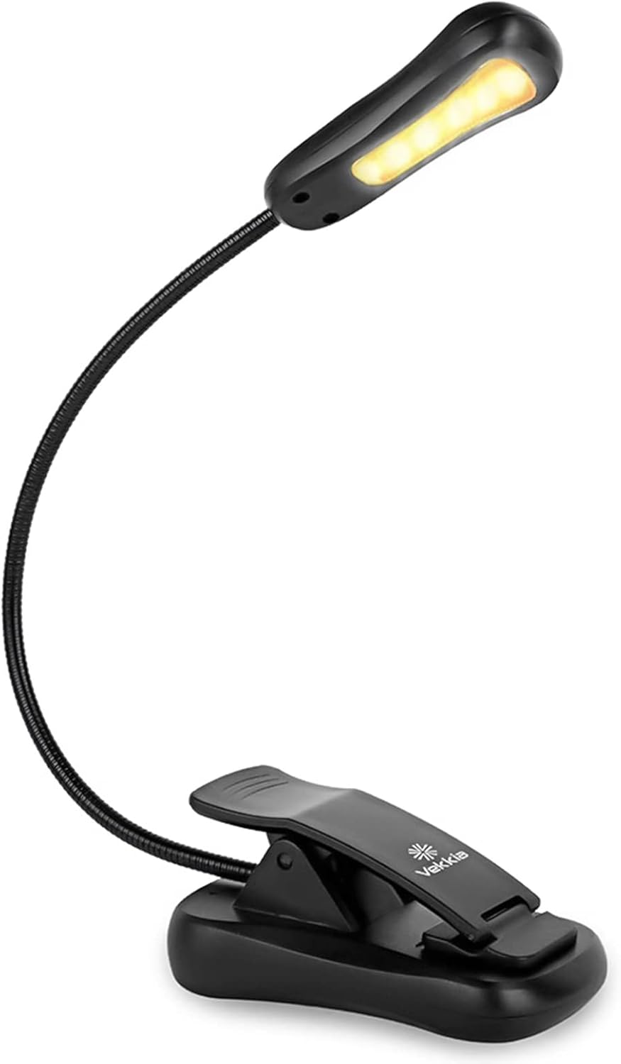 Vekkia 3000K Warm LED Rechargeable Book Light, Easy for Eyes, Clip on Reading Lights for Books in Bed, Car & Travel, Lightweight Slim 2.1 oz. Great for Readers