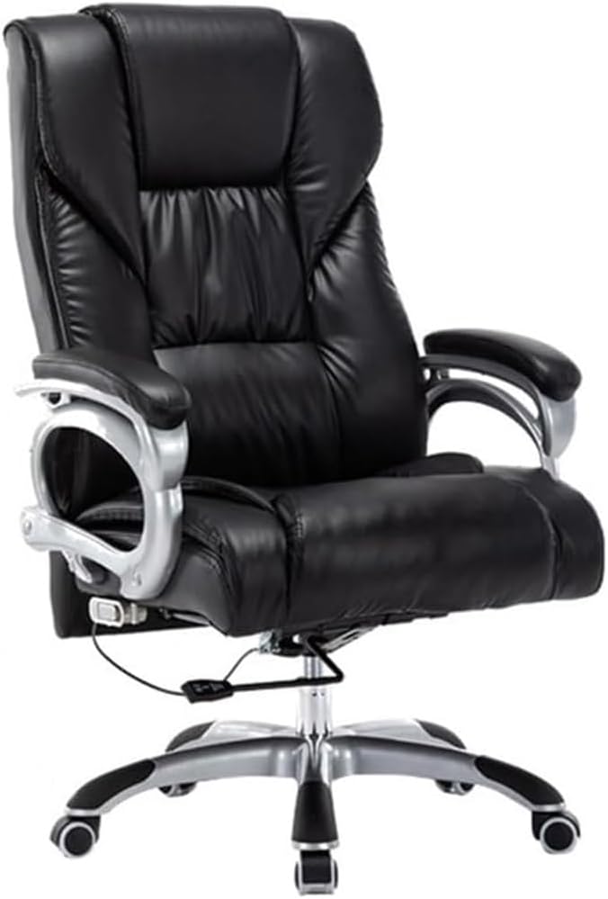 Genuine Leather High Back Executive Reclining Office Chairs with Adjustable Armrests Universal Wheels Ergonomic Chair for Meeting Room Lunch Break Reading