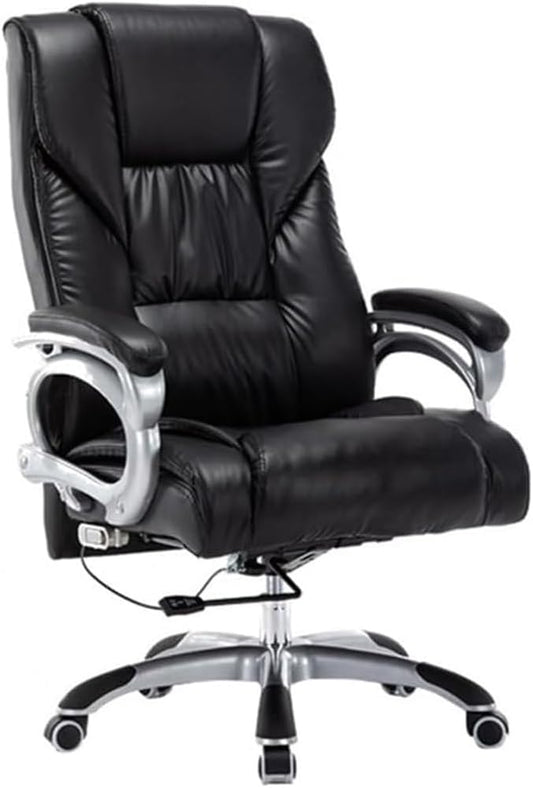 Genuine Leather High Back Executive Reclining Office Chairs with Adjustable Armrests Universal Wheels Ergonomic Chair for Meeting Room Lunch Break Reading
