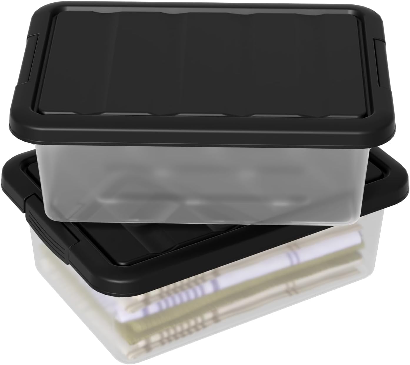 Plastic Containers Bins with Latching Lids, Stackable Organization Bins for Storage, 2 Packs, 14 Quart