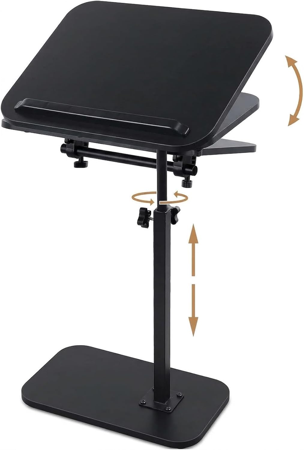 Sofa Arm Tray Table Angle Adjustable 360°Swivel Height Adjustable End Table Laptop Stand for Couch Recliner C-Shaped Table for Bed Chair or TV Tray Table Black