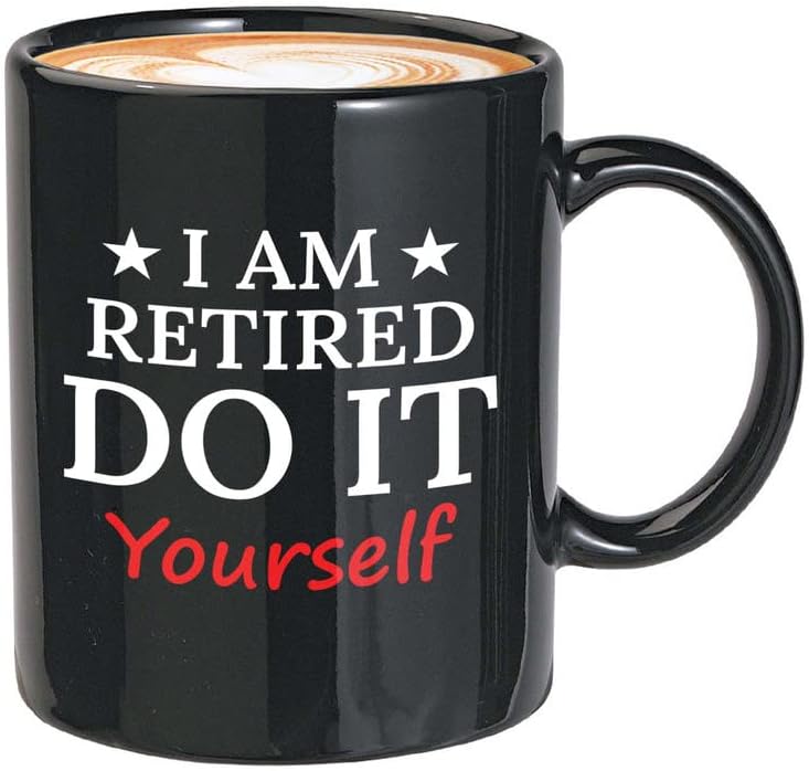 Retirement Coffee Mug 11oz Black - Retired Do It Yourself - Funny Retired Vintage Gift For Coworker Grandpa Dad Book Lover Librarian Bookworm Writer Reader