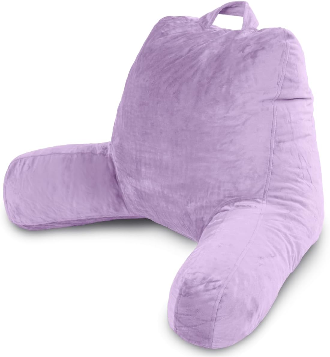 Milliard Reading Pillow with Arms, Lavender, Cozy Shredded Memory Foam Back Pillow for Bed Sitting Up - Sit Up Backrest Support for Reading & Rest Bed - Washable Cover, Adjustable Comfort, CertiPUR
