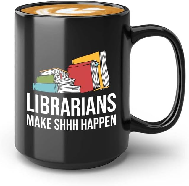 Book Lover Coffee Mug 15oz Black - make shh happen - Birthday Gifts for Readers Gifts for Book Lovers Girls Book Club