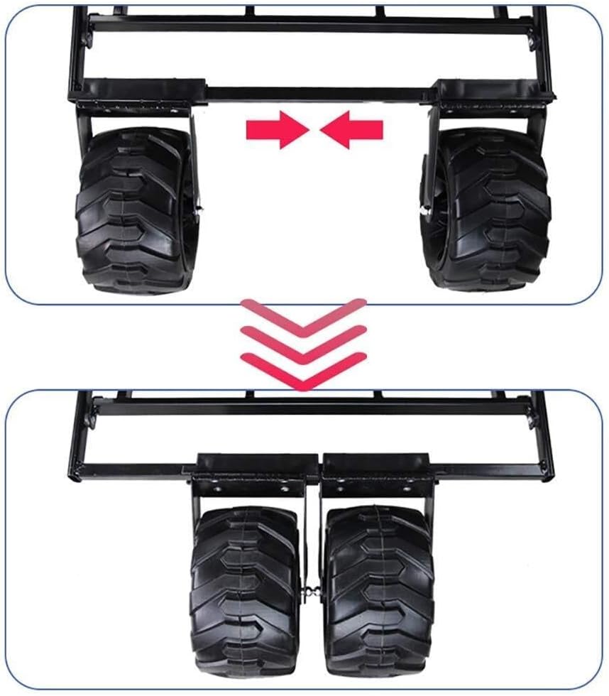 Foldable Wagon with All-Terrain PU Wheels, Telescopic Handle, Dual-Brake, Heavy Duty 80kg Capacity Garden Cart