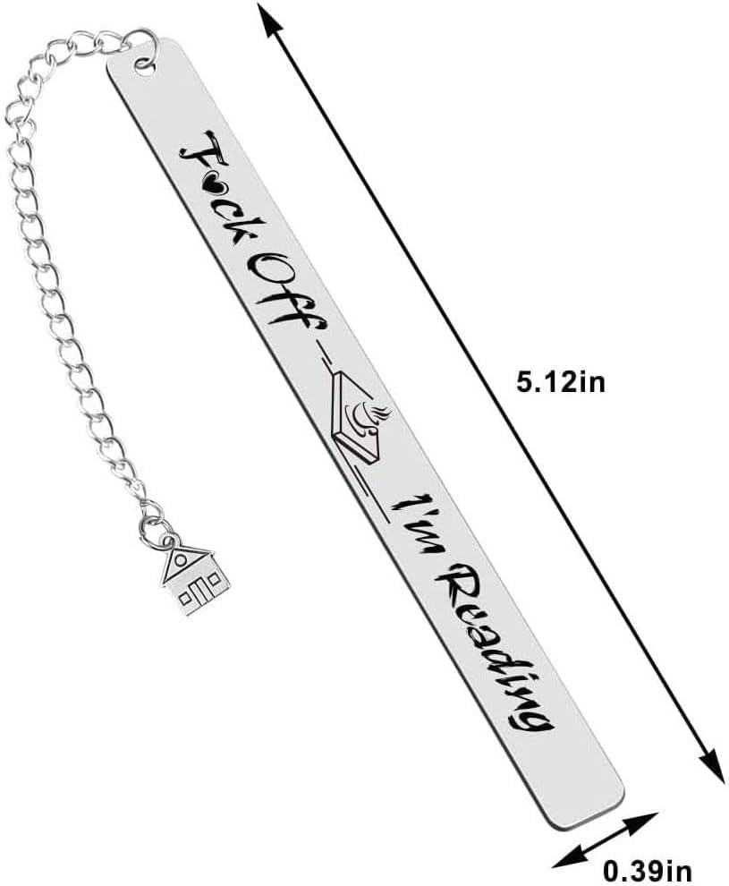 Stainless Steel Leaf Pendant Book Mark,Funny Inspirational Bookmark for Book Lovers Reader Gifts,2024 New Metal Bookmark Gift,Engraved Fuck Off Mark,Book Covers and Book Accessories (Silver)