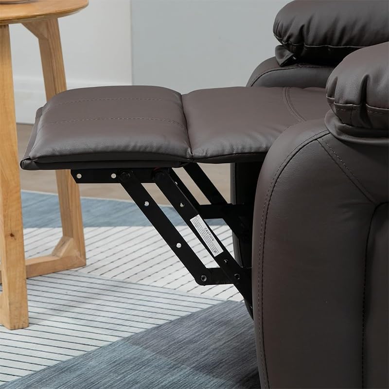 Adults Massage Recliner Chair with Massage and Heated Brown Leather Electric Lift Recliner Chair for Elderly, Ergonomic Leisure Chair Classic Single Sofa