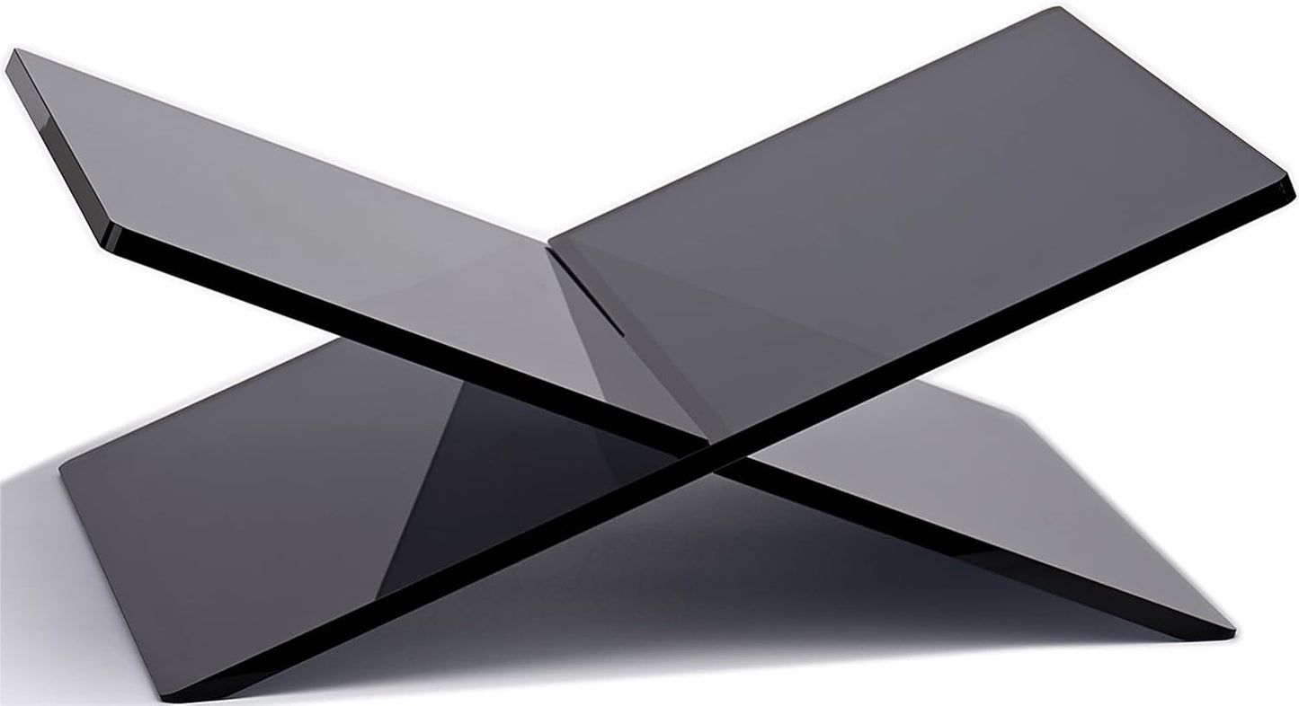 Honygebia Black Acrylic Book Stands - Cross Frame Acrylic Book Holder, Open Bookstand for Display and Reading, Suitable for Art, Bible, Cookbook, Easel, Magazine, Textbooks 12.5" x 9.5" x 5.5"