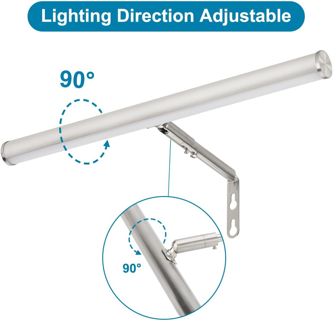 LED Picture Lights for Paintings Plug in, 14 inch 4W Adjustable Art Light Gallery Wall Light for Display Art Work, Brushed Nickel Finish, CRI90+, 3000K Warm White, ETL Listed