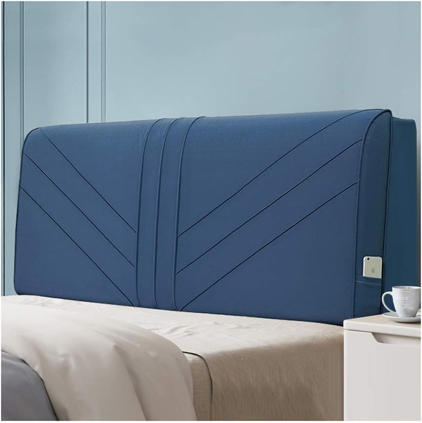 Headboard Padded Bed Backrest Cushion Wedge Pillow Reading Cushion Relax Cushion Backrest for Lying and Sitting 6 Colors 7 Sizes (Color : Dark Blue Size : 120x60cm) (Dark Blue 200x60cm)