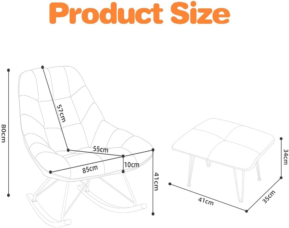 LSLYTQ Upholsted Velvet Rocking Chair Glid Chair Recliner Comfortable Mid Back Rock Chair w Solid Wood Base Lazy Sofa Chair for Living Room Bedroom
