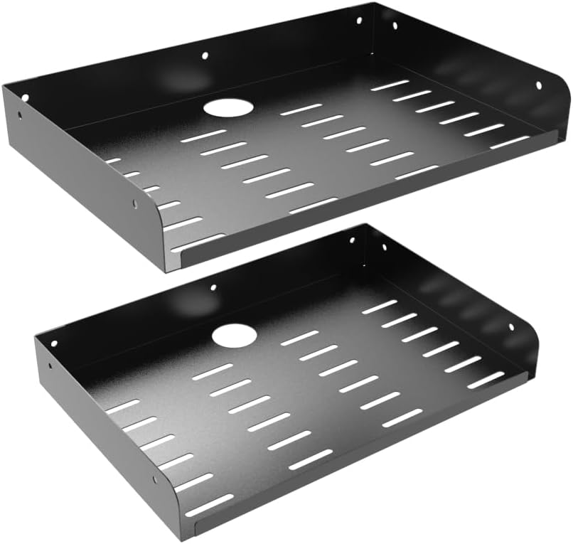 JINGCHENGMEI 2 Pcs of Metal Floating Shelf Modern Wall Mounted Storage Rack 12"*8" Deep Display Shelf in Living Room, Bedroom,Bathroom, Kitchen,Garage or Office (12 inches 2 Pcs)