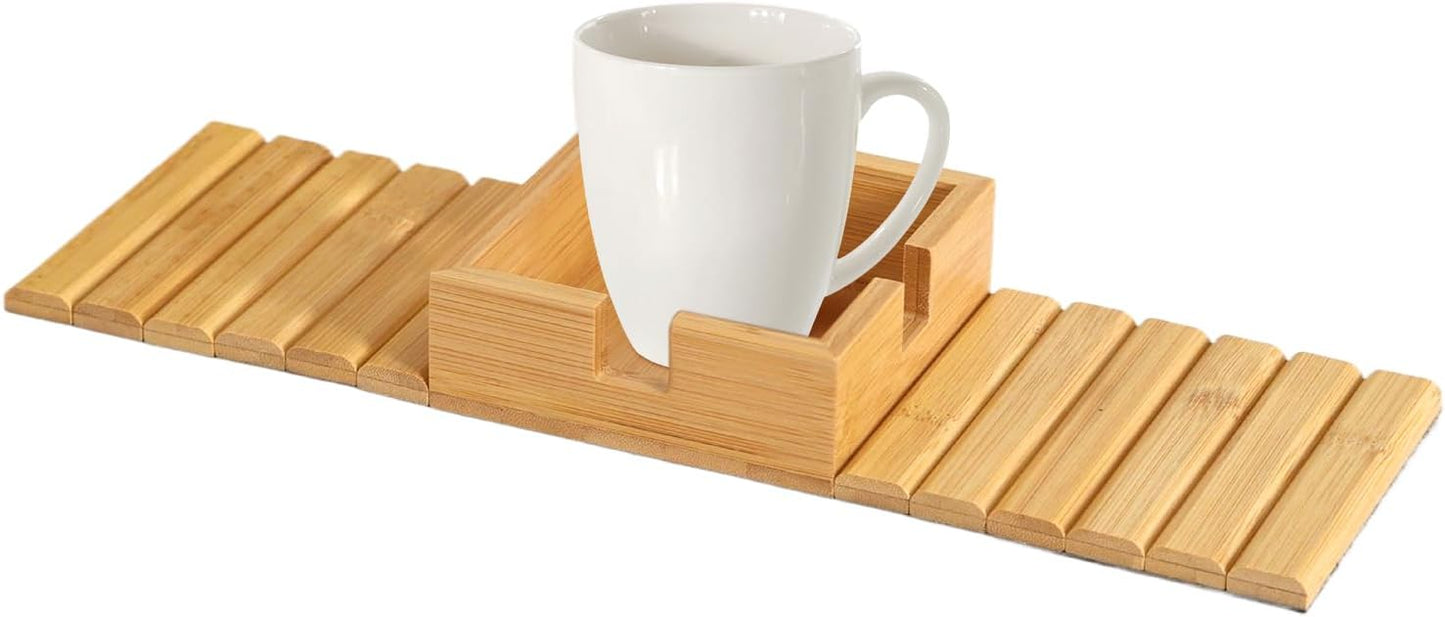 Couch Armrest Table - Sofa Arm Tray | Armchair Organizer with Storage Space for Snacks Drinks Cellphones Tablets Books Dormitory Bedroom Living Room Apartment Daily Use