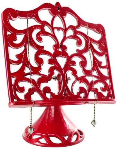 JOGREFUL Adjustable Cookbook Stand, Cast Iron Heavy-Duty Recipe Book Holder, Kitchen Vintage Recipe Book Holder, Reading Rest Holder for Easel/Counter/Books/Magazine/iPad/Bible, Classic Red