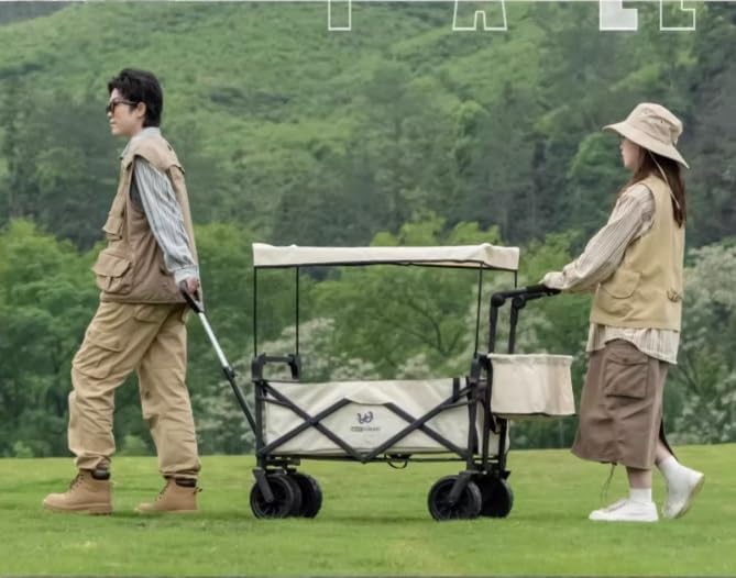 Portable Camping Cart,Outdoor Folding Camping Beach Wagon Cart with Removable 600D Oxford Cloth and Wheels Portable Garden Festival Trolley