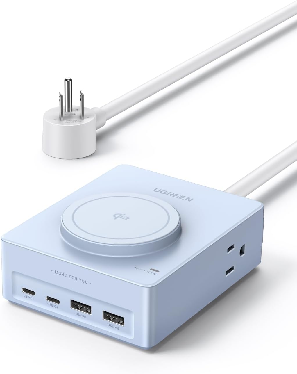 UGREEN Power Strip Surge Protector with 4 Power Outlets, 15w Wireless Charger, 20W PD3.0 USB C Fast Charging, 2 USB-C Ports, 2 USB A Ports, Desk Charging Station for Office, Conference, Home Use
