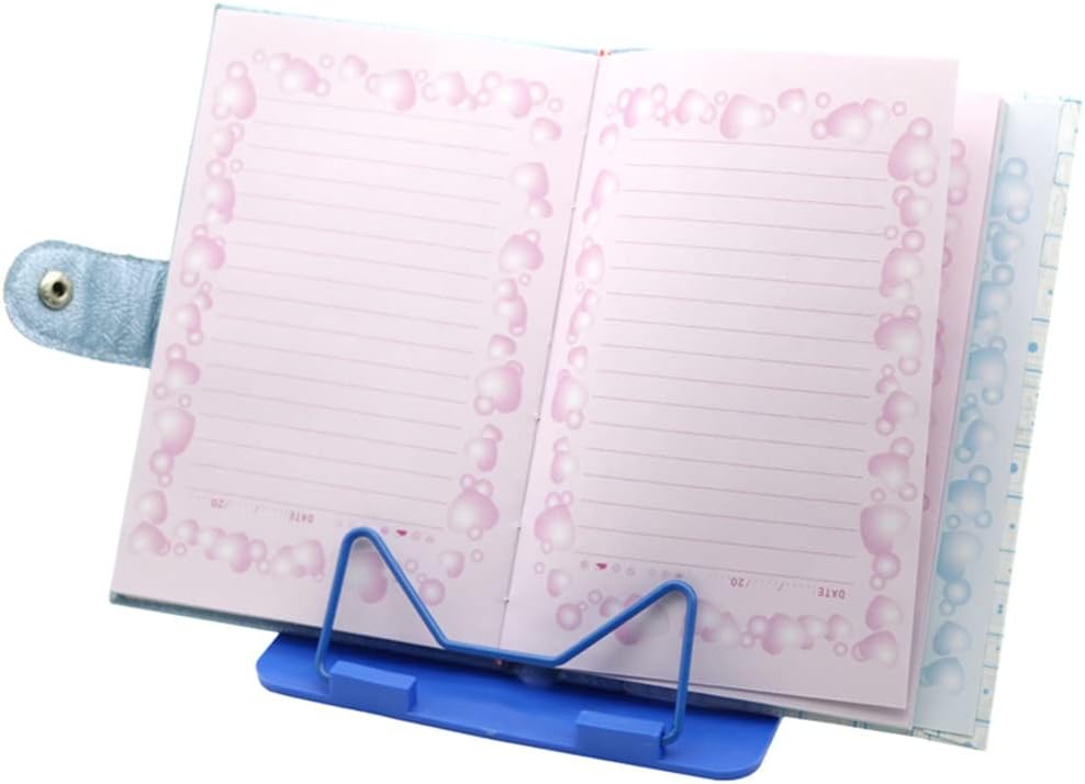 1 Pc Portable Foldable Adjustable Bookend Stand Reading Book Document Holder Base Shelf(Blue)