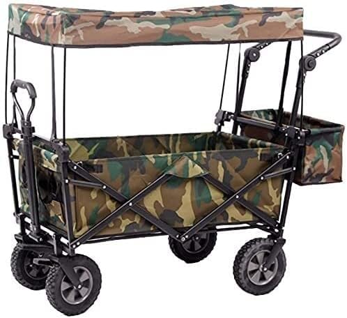Outdoor Folding Utility Wagon Garden Cart with Roof Heavy Duty Handcart Collapsible Portable Festival Camping Bearing 100 / 220lbs (Color : Style 2)