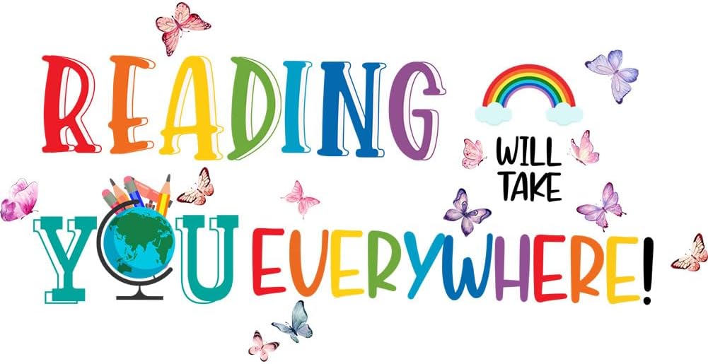 Reading Will Take You Everywhere Inspirational Quote Wall Sticker for Classroom Library Positive Saying Decor