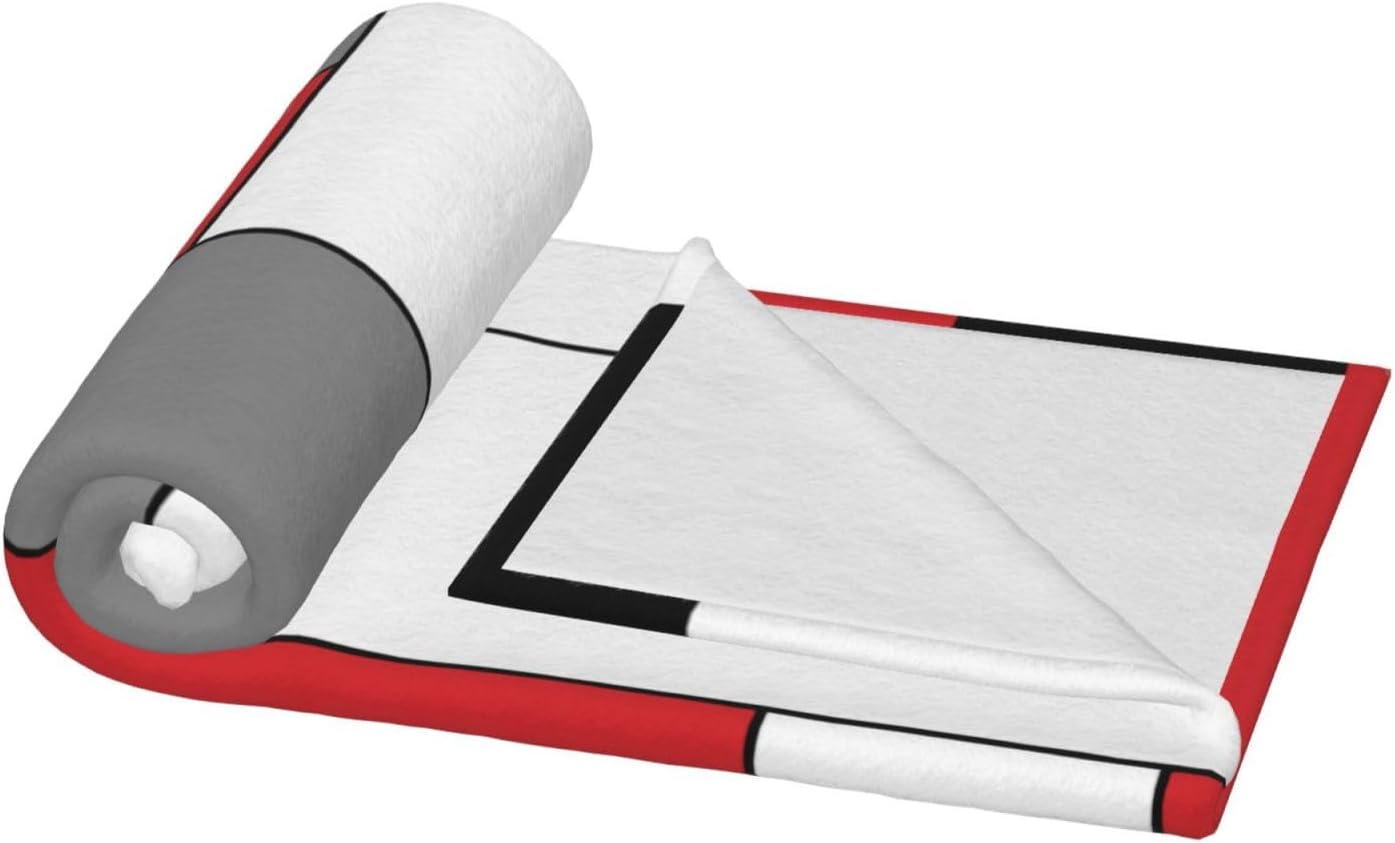 Red White Black Grey Geometry Fleece Throw Blanket Ultra Soft Cozy Decorative Flannel Blanket for Home Bed Couch Chair Travel 80x60in