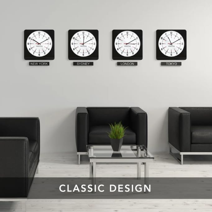MARATHON 12 Inch Analog Wall Clock with Auto Back Light and Non Ticking Silent Sweep (Black & White - Commercial Edition)