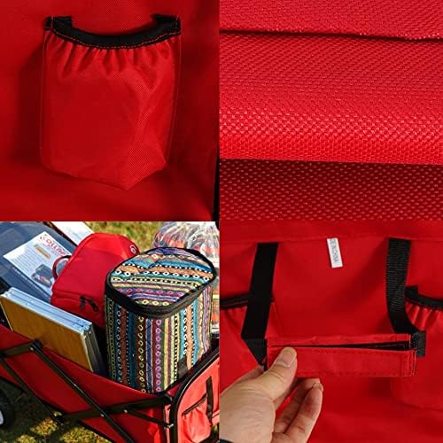 Portable Utility Wagon Home Garden Wagon Cart with Storage Basket Folding Cart Camping Cart Outdoor Wagon 4 Wheels Beach Trolley (Color : Black)