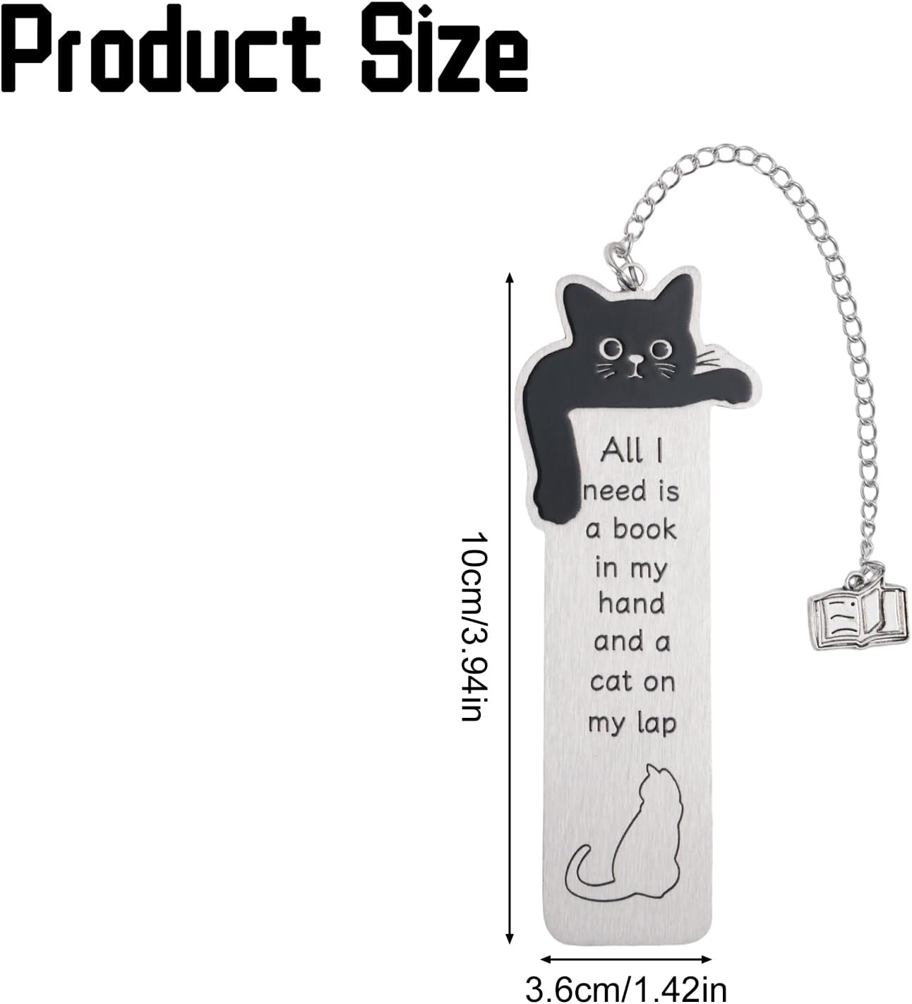 Cat Bookmark, Zinc Alloy Pet Book Marker for Women Cute Animals Page Holder with Book Pendant Black Kitten Bookmark Gifts Funny Reading Accessories for Cat Lovers Avid Readers Women Men