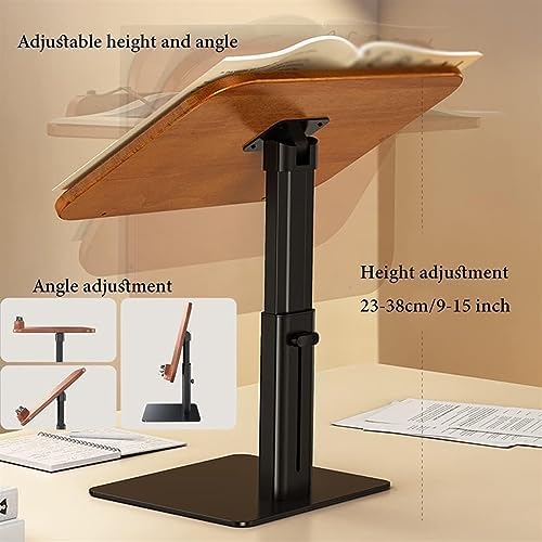 Adjustable Book Stand - Hands-Free Upright Wooden Cookbook Holder | Height & Angle Adjustable Book Rest for Desktop Reading | Book Stand Height Adjustable (Brown) (Brown)