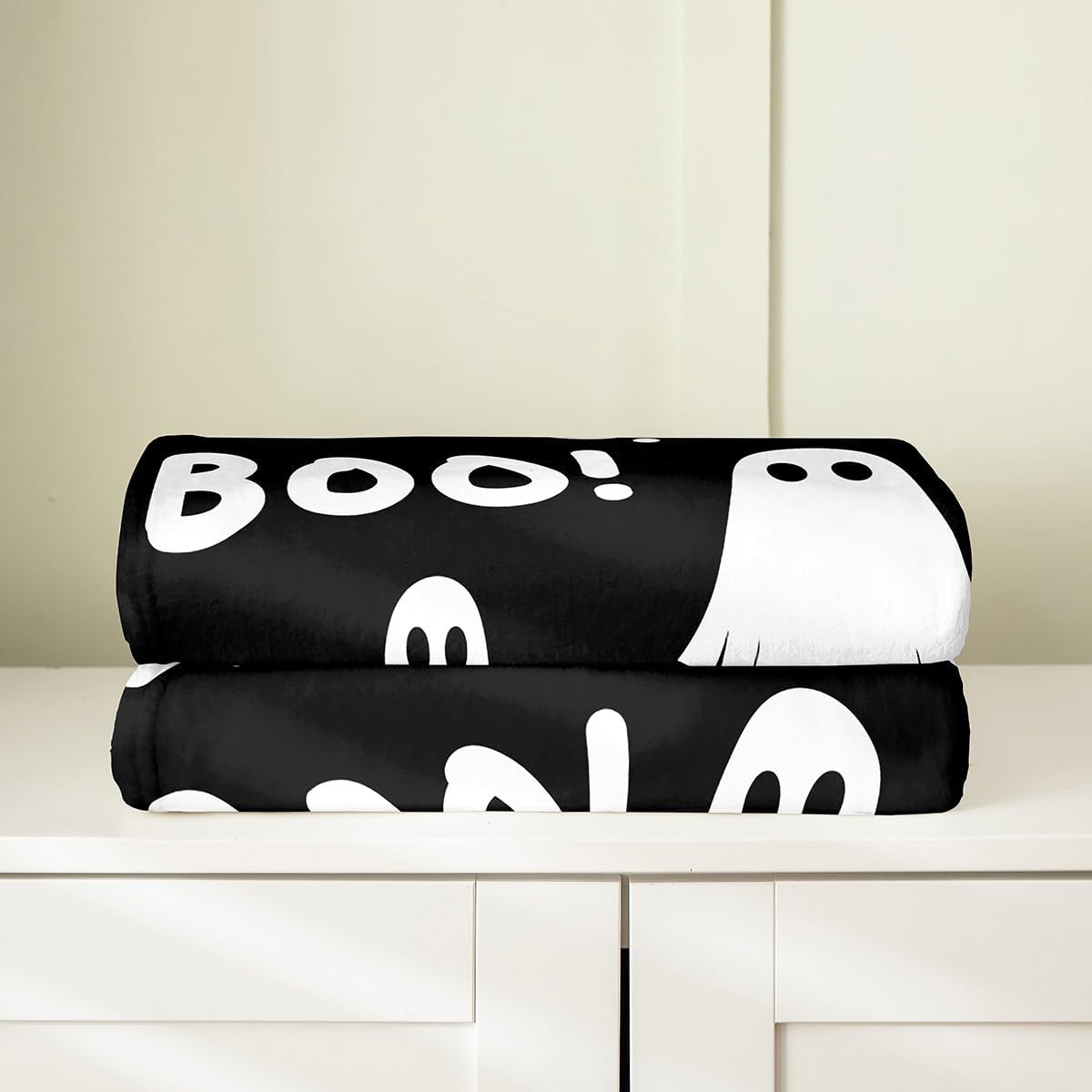 Castle Fairy Funny Ghost Flannel Fleece Blanket Throw Size,Super Soft Cozy Happy Halloween Theme Plush Blankets,Lightweight Microfiber Black White Throw Blanket for Couch Sofa Bed,50x60 Inches