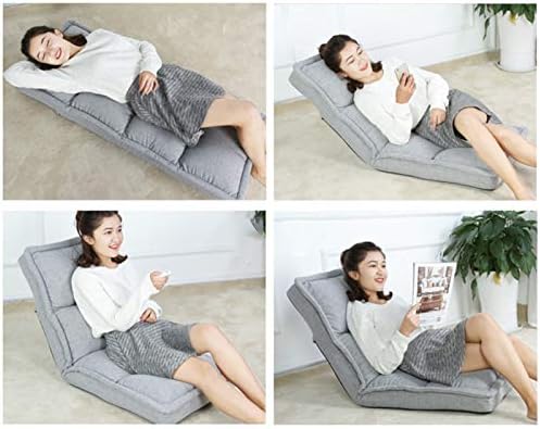 Folding Reading Chairs Floor Folding Gaming Sofa Chair 5-Speed Adjustment Foldable Easy to Remove and wash Bedroom Balcony Reading Backrest Lounge Chair(Beige)