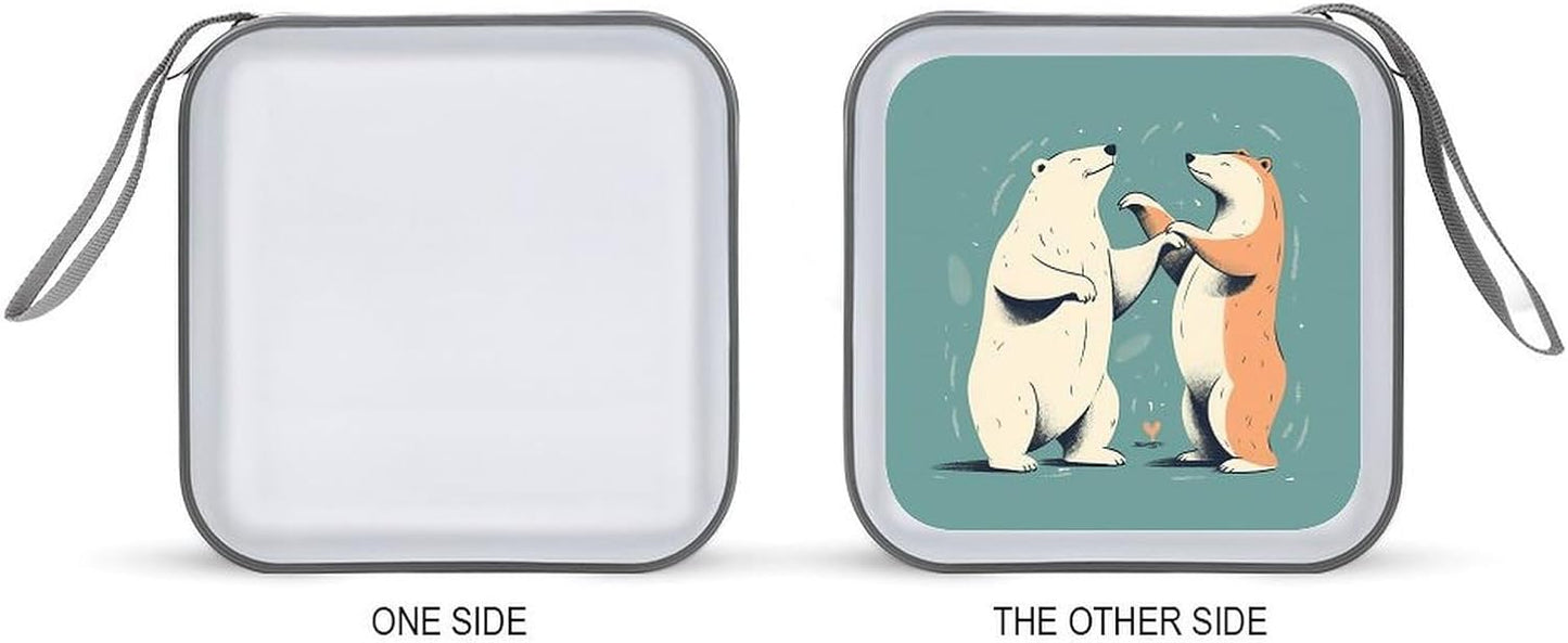 Bears Together CD Case 40 Capacity Case Zipper CD Collection Bag with Handles Cover DVD Storage Hard Plastic DVD Disc Cases Storage Binder for Car Home Office Travel