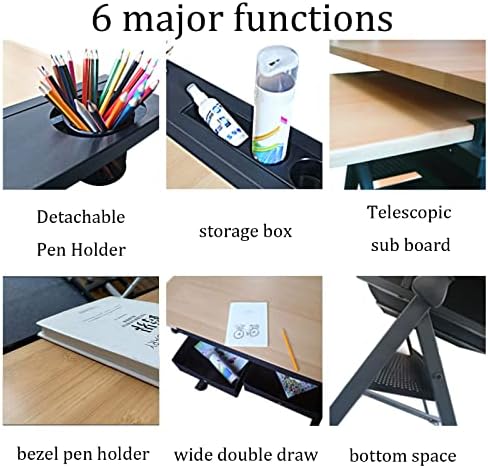 Drawing Tilting Tablet,Drafting Desk, Extra Large Wood Drafting Table, Artist Drawing Table with Height Adjustable and Tilting Large Surface Tabletop, Two Drawer for Readin