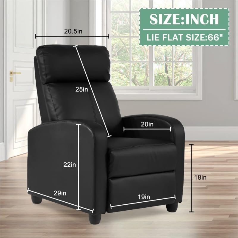 Lazy Boy Recliner Single Sofa Chair with Massage Adjustable PU Leather Recliners Chairs with Remote Control for Small Spaces Living Room Bedroom