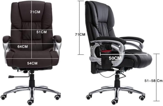 Genuine Leather High Back Executive Reclining Office Chairs with Adjustable Armrests Universal Wheels Ergonomic Chair for Meeting Room Lunch Break Reading