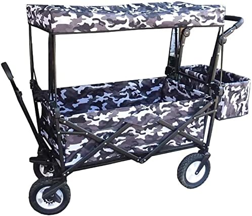 Portable Folding Garden Troey Cart Heavy Duty Wagon with Canopy Multi-Function ping Cart for Outdoor Camping Beach Pu Truck (Color : A)