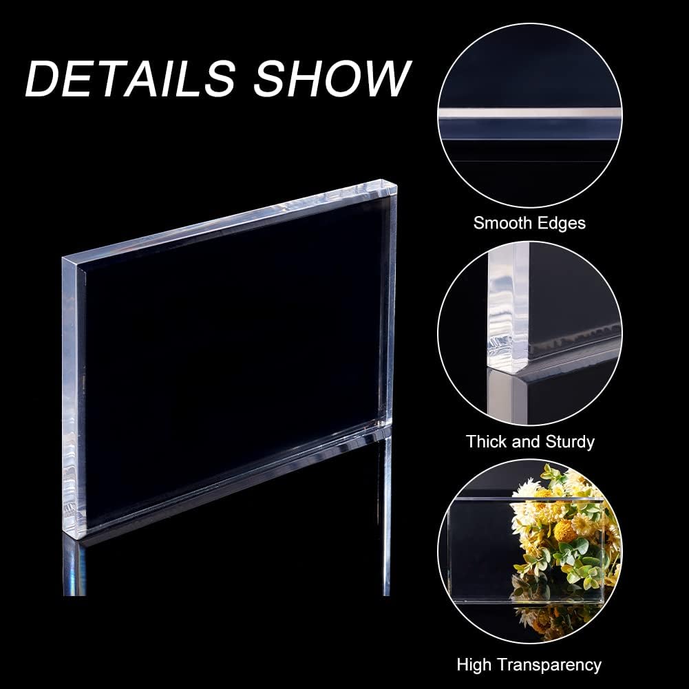 FINGERINSPIRE Acrylic Beveled Display Base 6"x 4"x 0.5"(LxWxH) Clear Acrylic Display Block Rectangular Jewelry Display Stand Acrylic Solid Display Holder for Home Decor Showing Photography Props