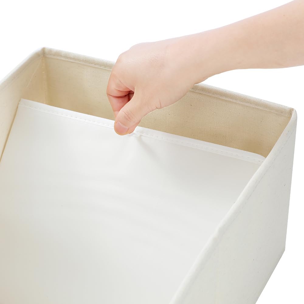 Storage Bins, 16L x 11W x 7H Inch Cotton & Linen Collapsible Storage Baskets with Window for Organizing Closet Shelf, Large Fabric Decorative Organizer and Sturdy Bottom Board,1 Pack