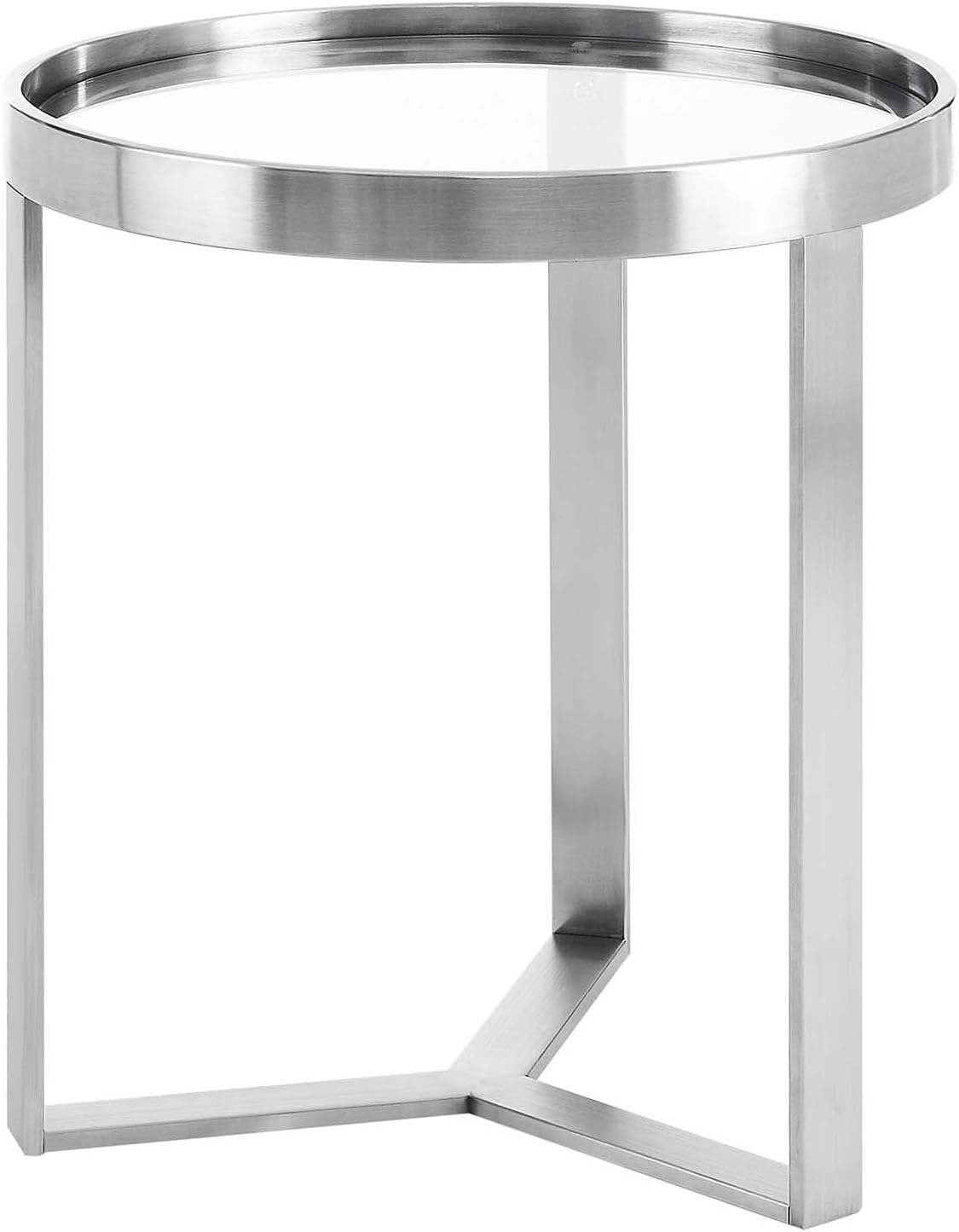 Modway Relay Glass and Metal Accent Side Table, Silver 17.5 x 17.5 x 19.5