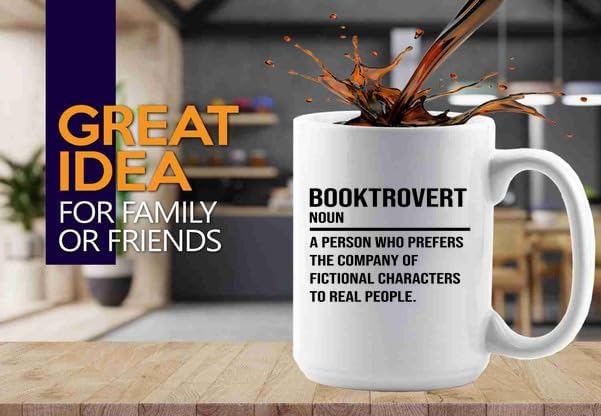 Book Lover Coffee Mug 15oz White -booktrovert - Book Lovers Gifts Book Reader Gifts Book Club Gifts Book Reading Cup Reading Gifts