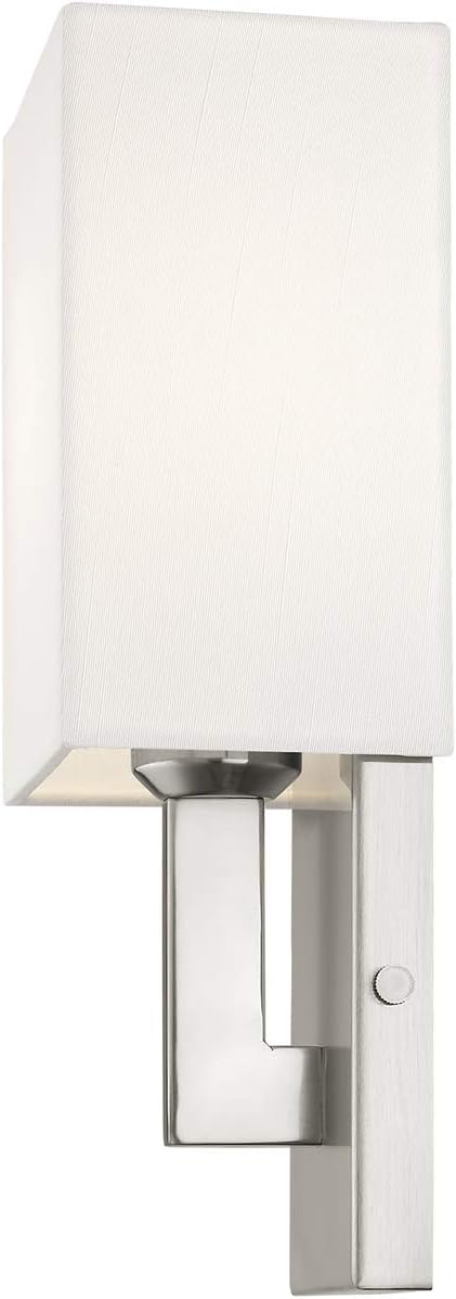 Livex Lighting 51101-91 Transitional One Light Wall Sconce from Hollborn Collection in Pwt, Nckl, B/S, Slvr. Finish, Brushed Nickel