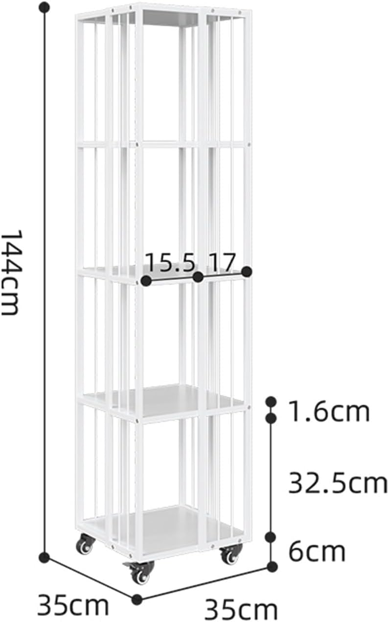 Book Shelf, Bookcase Tall Bookshelf Shelf Open Display Shelves Book Storage Organizer for Living Room Floor Standing Office Bookshelf 360° Rotation Children Bookcase