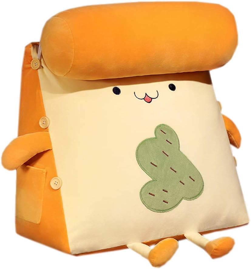 Cute Soft Bed Wedge Pillow Creative Triangle Back Cushion Sitting in Bed Reading Pillow Adjustable Back Wedge Cushion Waist Support Pillow (Cactus, 45×40×25CM)