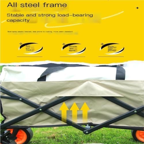 Portable Camping Cart,Outdoor Foldable Beach Trolley Cart Portable Travel Picnic Stroller with Black C Color