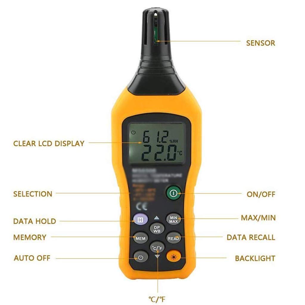 Temperature and Humidity Gauge Meter with Backlight Digital Psychrometer Thermometer Hygrometer