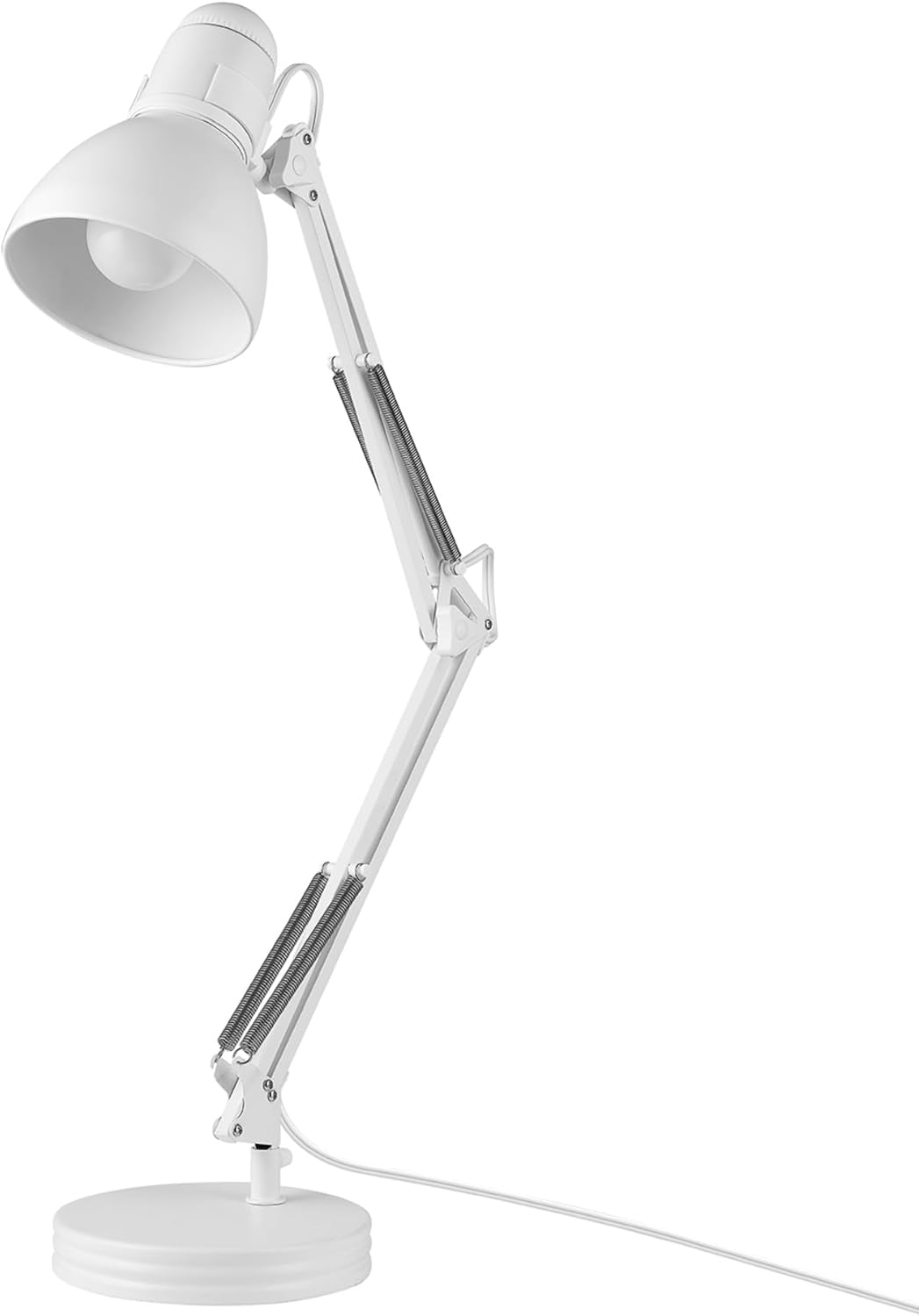 Globe Electric 52024 71.1cm(28인치) 스윙 암 건축가 책상 램프, 매트 화이트, 그늘의 회전 스위치, 부분적으로 조절 가능한 암, 침실 또는 사무실을 위한 현대적인 조명, 유행을 타지 않는 실내 조명