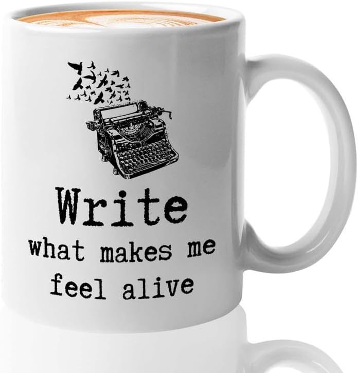Writer Coffee Mug 11oz White - Make Me Feel Alive - Funny Author Gift To Book Lover Bookish Bookworm Writing Sarcasm Poetry Novelist Journalist
