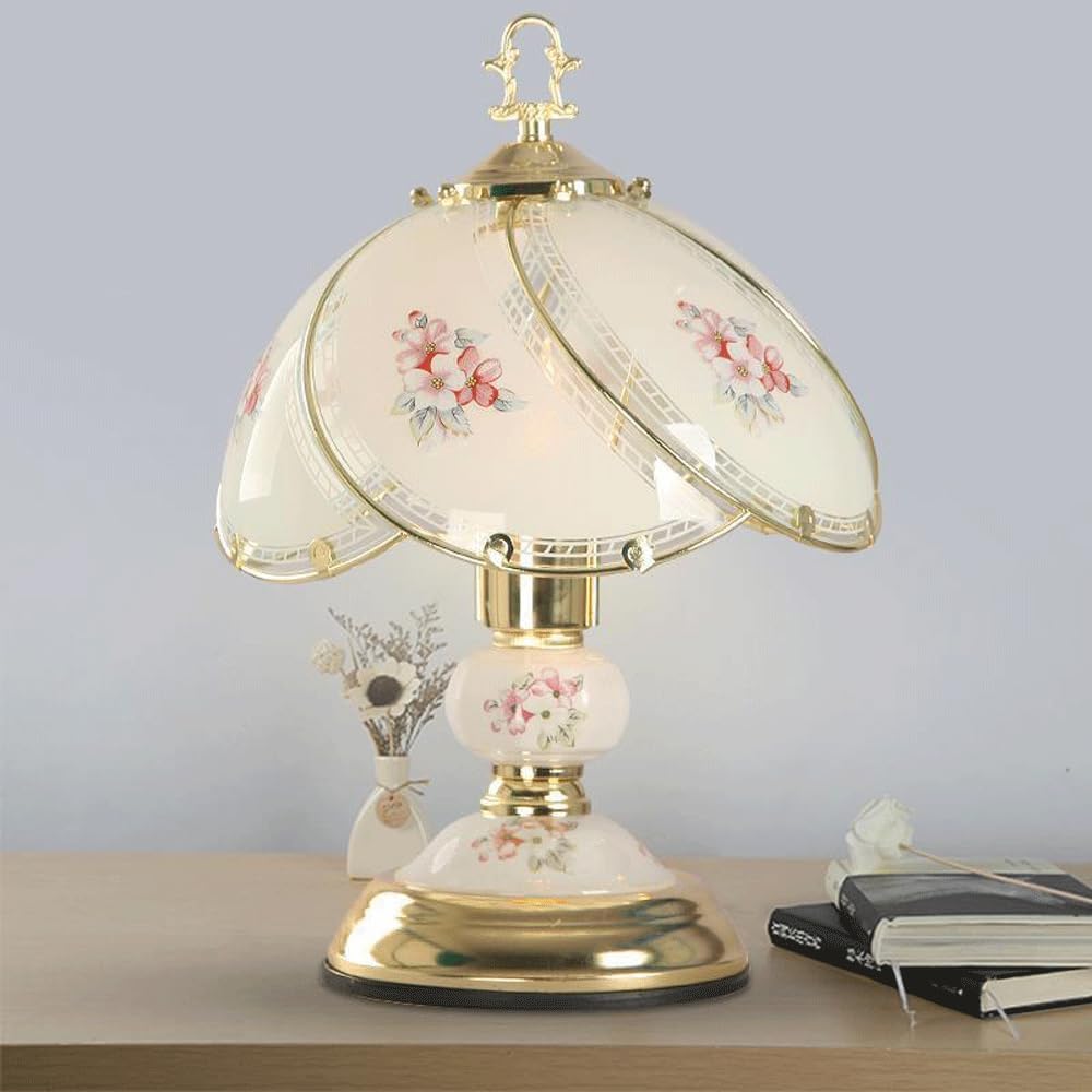 Kitchen Faucet 14.57 Inch Vintage Glass Table Lamp with Button and E26 Socket Decorative Desk Light for Bedroom Living Room Office Reading Nook Side Table and Home Lighting
