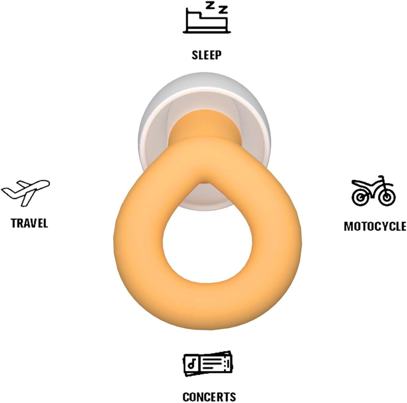 Earplugs for Sleeping, 33db Noise Canceling Ear Plugs, Waterproof Reusable Noise Canceling Earplugs for Concerts, Motorcycles, Travel and Hearing Protection - 8 Ear Tips in XS/S/M/L, Orange