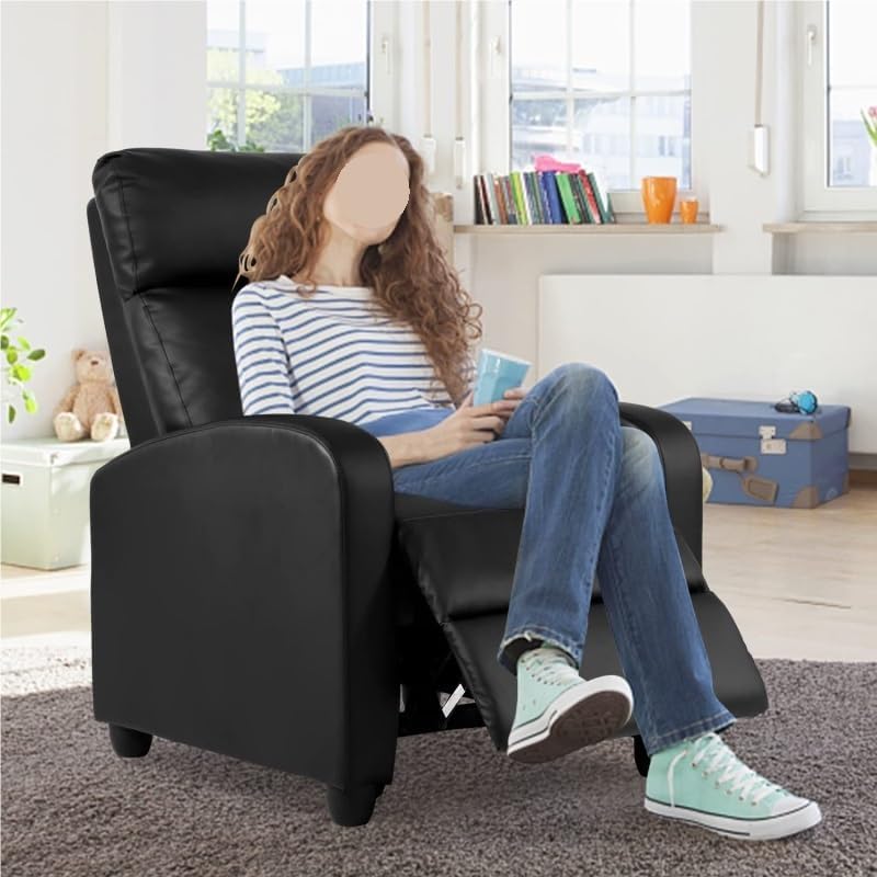 Lazy Boy Recliner Single Sofa Chair with Massage Adjustable PU Leather Recliners Chairs with Remote Control for Small Spaces Living Room Bedroom