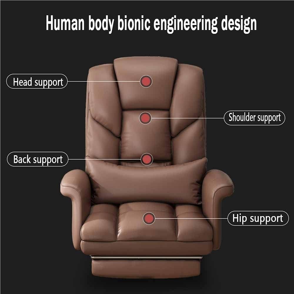 Executive Office Chair Sofa Seat One-Piece Armrest Backrest 145 Tilt with Lumbar Pillow and Footrest Study Lounge Chairs for Reception Meeting Room